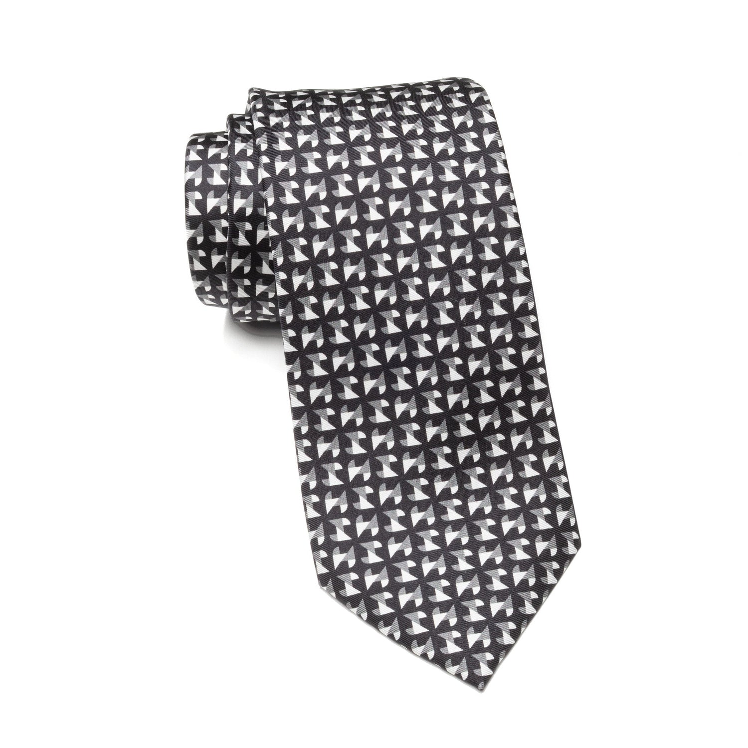 Mens Ledberry Silk Tie – Monochrome Pinwheel