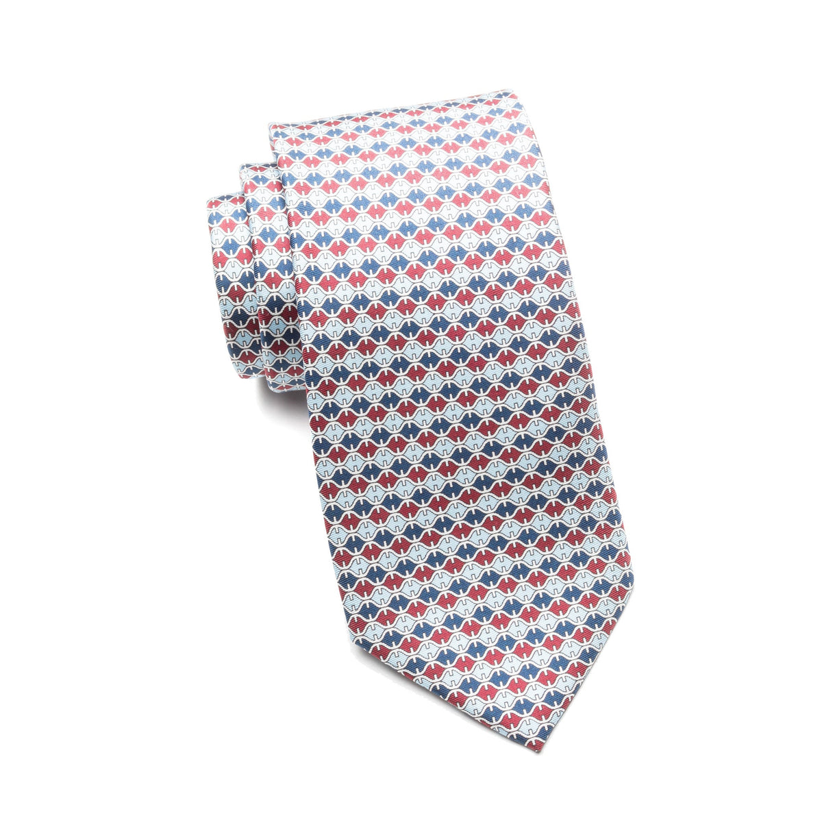 Mens Ledberry Silk Tie – Nautical Red & Blue Chevron