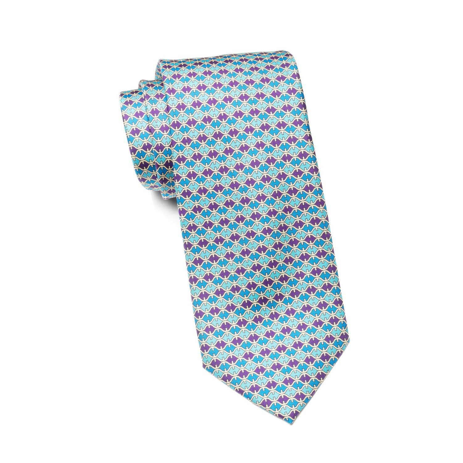 Mens Ledberry Silk Tie – Tropical Chevron in Teal & Violet
