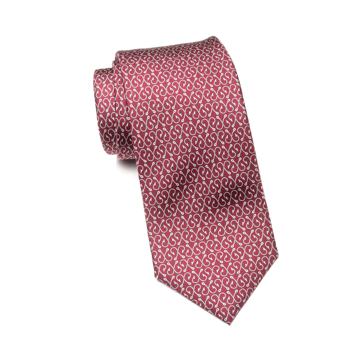 Mens Ledberry Silk Tie – Maroon Curl Motif
