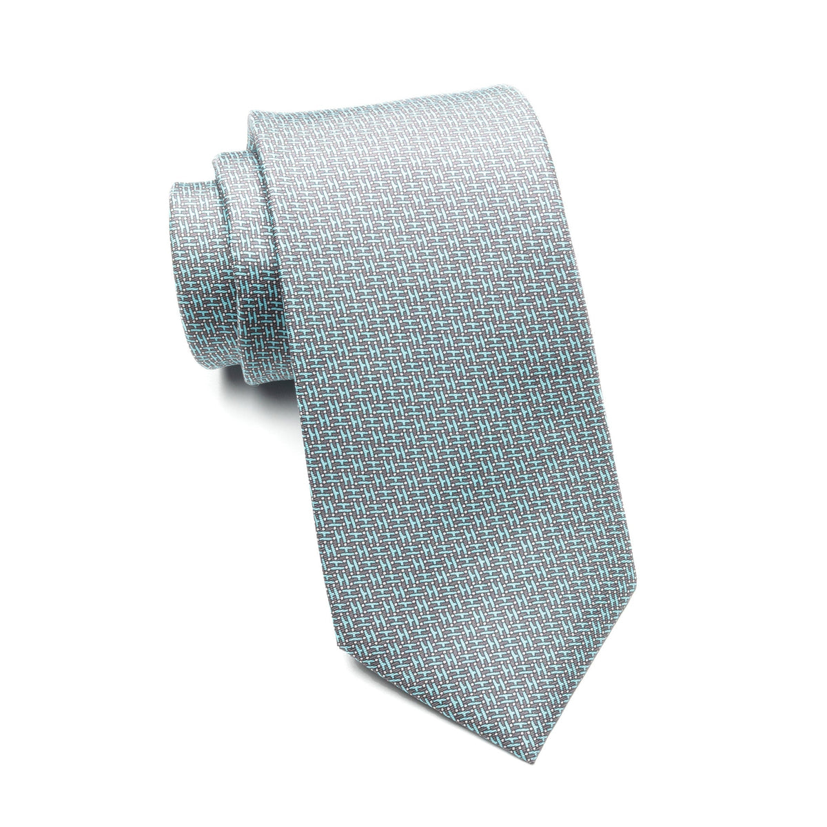 Mens Ledberry Silk Tie – Teal Crosshatch Grid
