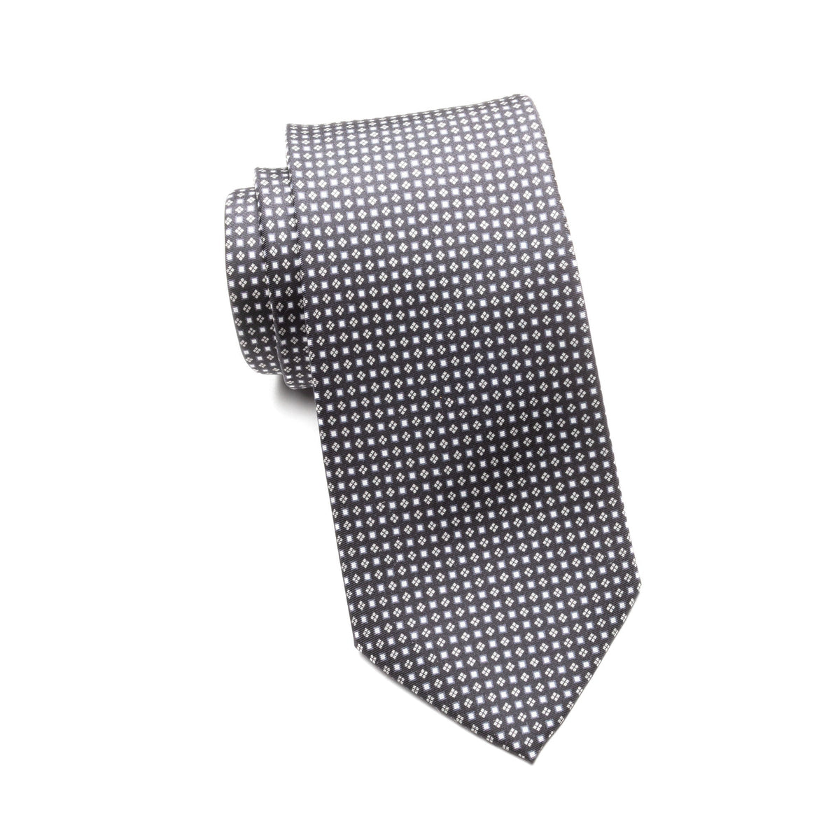 Mens Ledberry Silk Tie – Charcoal Petal Dot