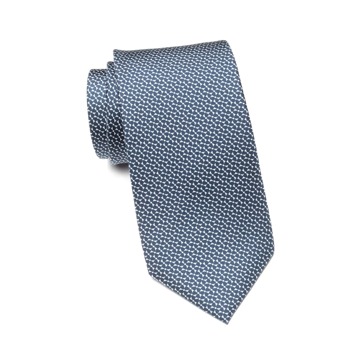 Mens Ledberry Silk Tie – Navy Pinwheel