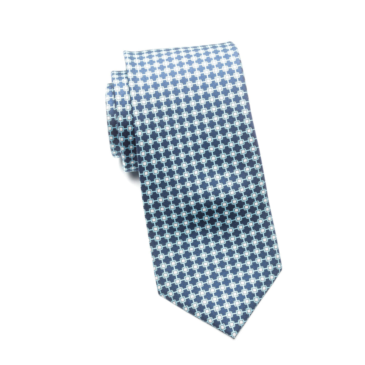 Mens Ledberry Silk Tie – Blue Gradient Grid