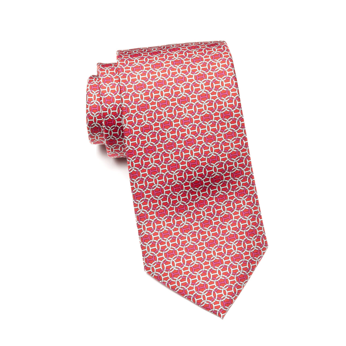 Mens Ledberry Silk Tie – Coral Chainlink