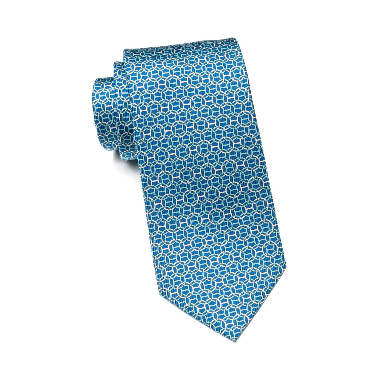Mens Ledberry Silk Tie – Blue Chainlink
