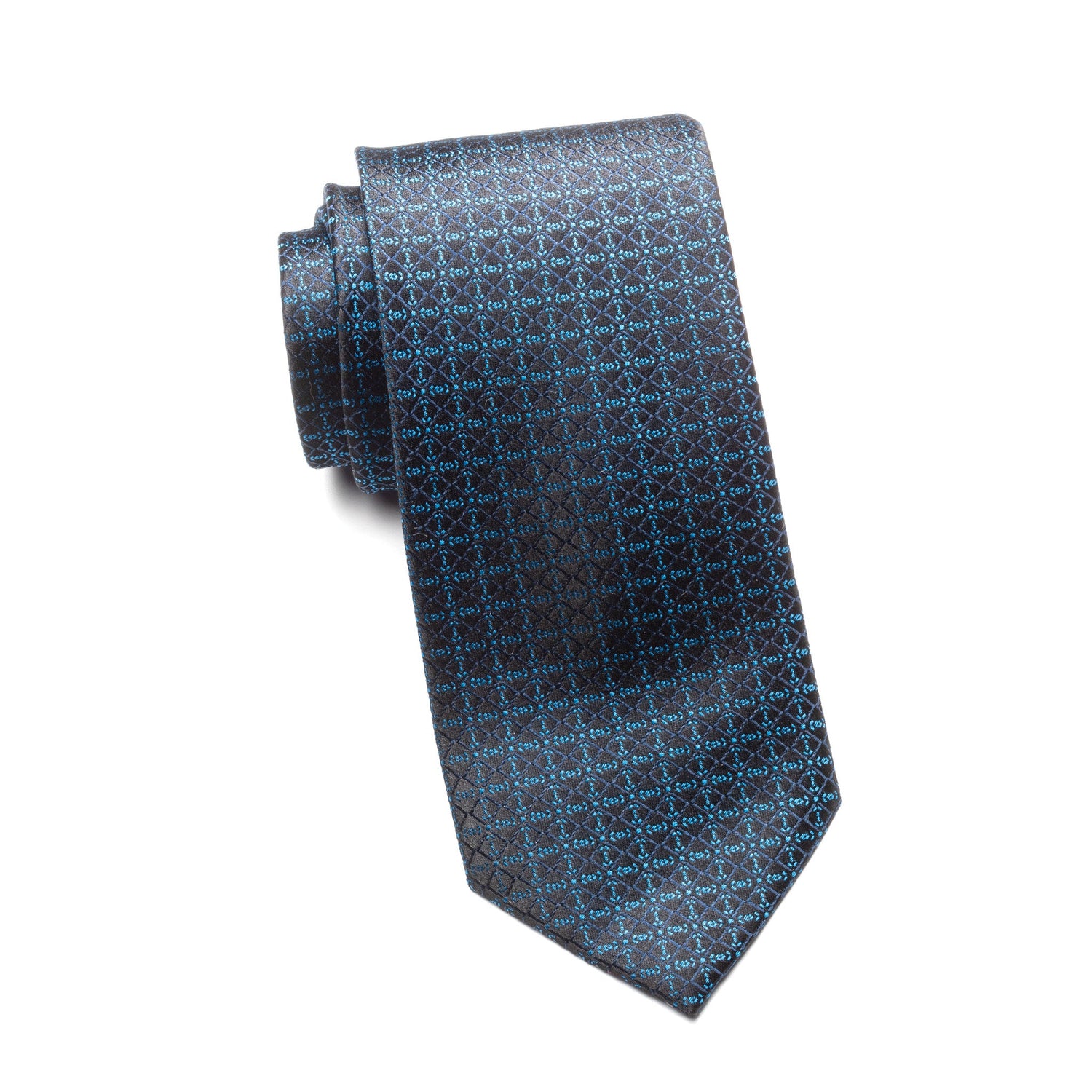 Mens Ledberry Silk Tie – Azure Lattice Bloom