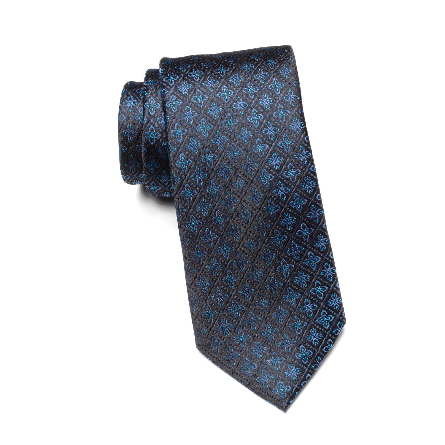 Mens Ledberry Silk Tie – Indigo Bloom Mosaic
