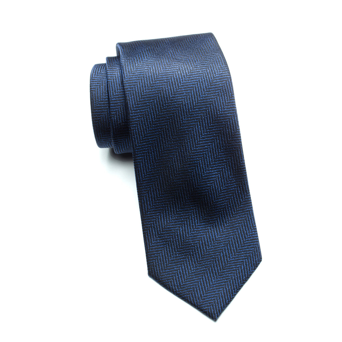 Mens Ledberry Silk Tie – Indigo Herringbone