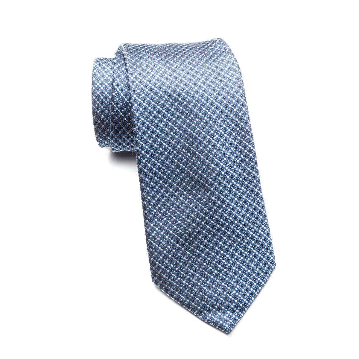 Mens Ledberry Silk Tie – Blue Shadow Micro Dot