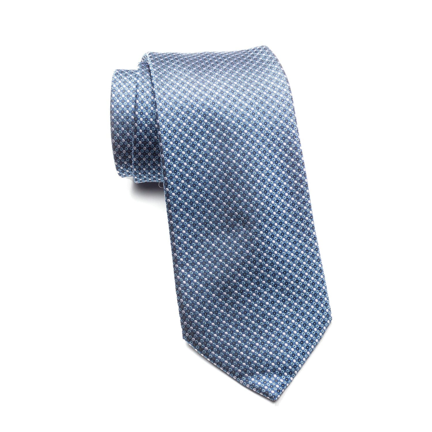 Mens Ledberry Silk Tie – Blue Shadow Micro Dot