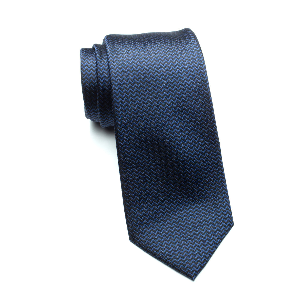 Mens Ledberry Silk Tie – Navy Chevron