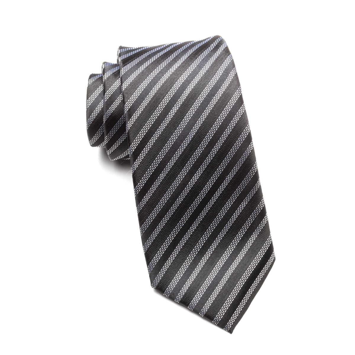 Mens Ledberry Silk Tie – Onyx Pinstripe