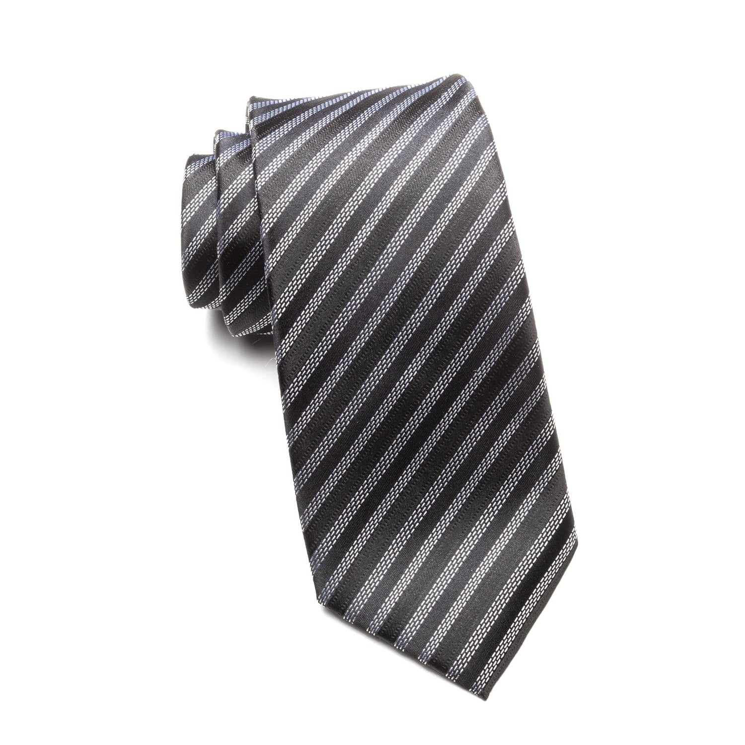 Mens Ledberry Silk Tie – Onyx Pinstripe