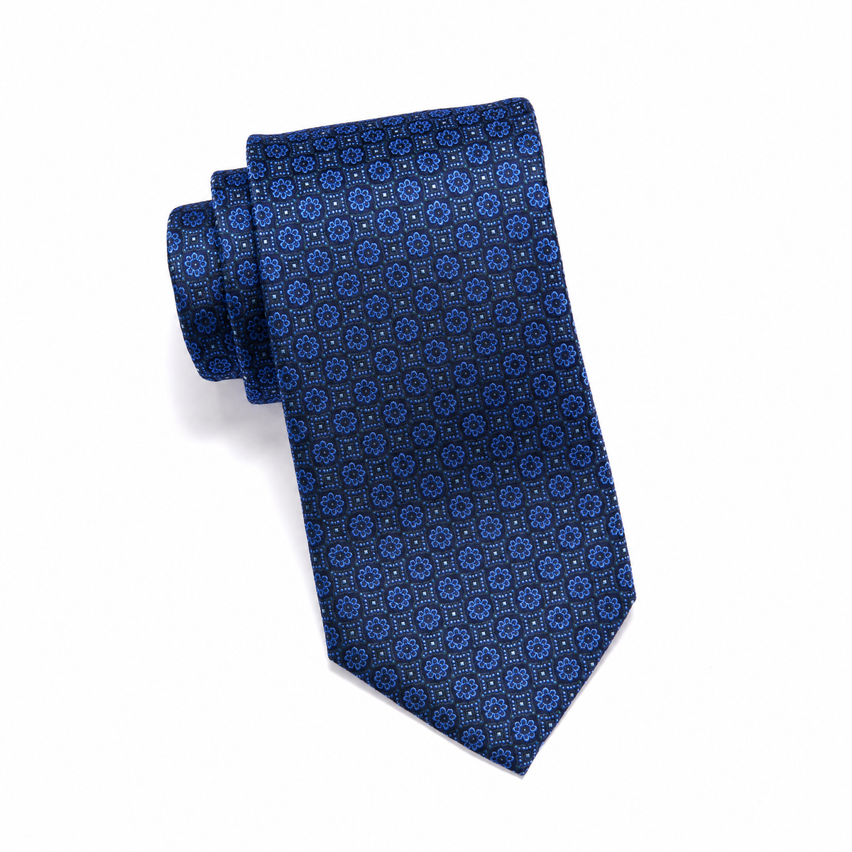 Mens Aurelio & Co. Tie - Navy Floral Medallion - polyester microfiber tie