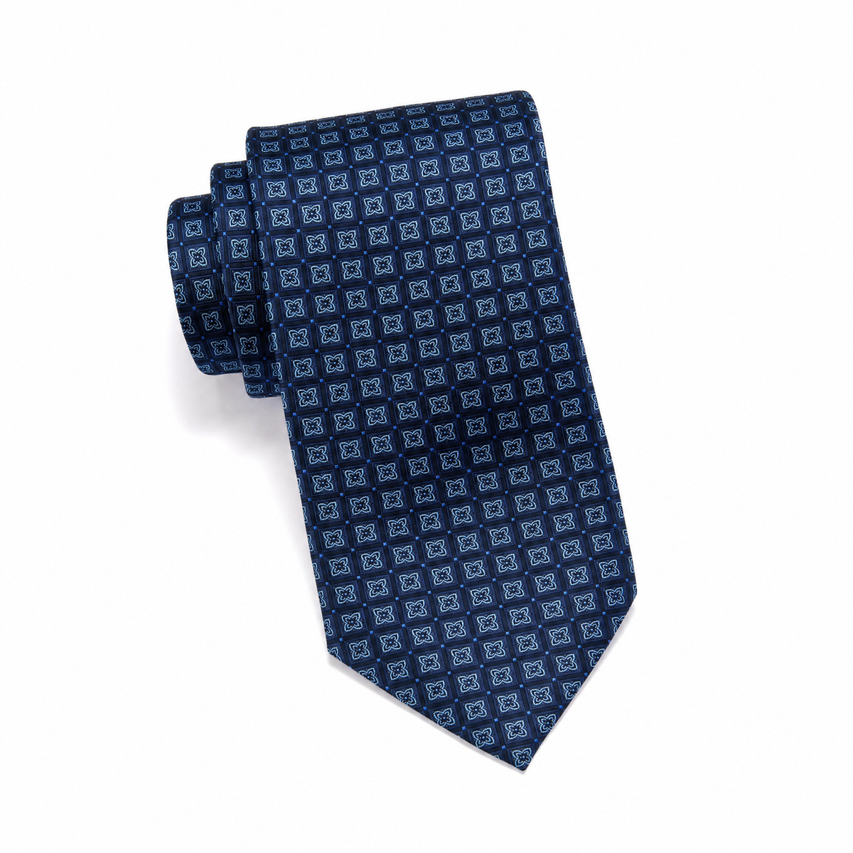 Teens Aurelio & Co. Tie - Navy Framed Medallion - polyester microfiber tie
