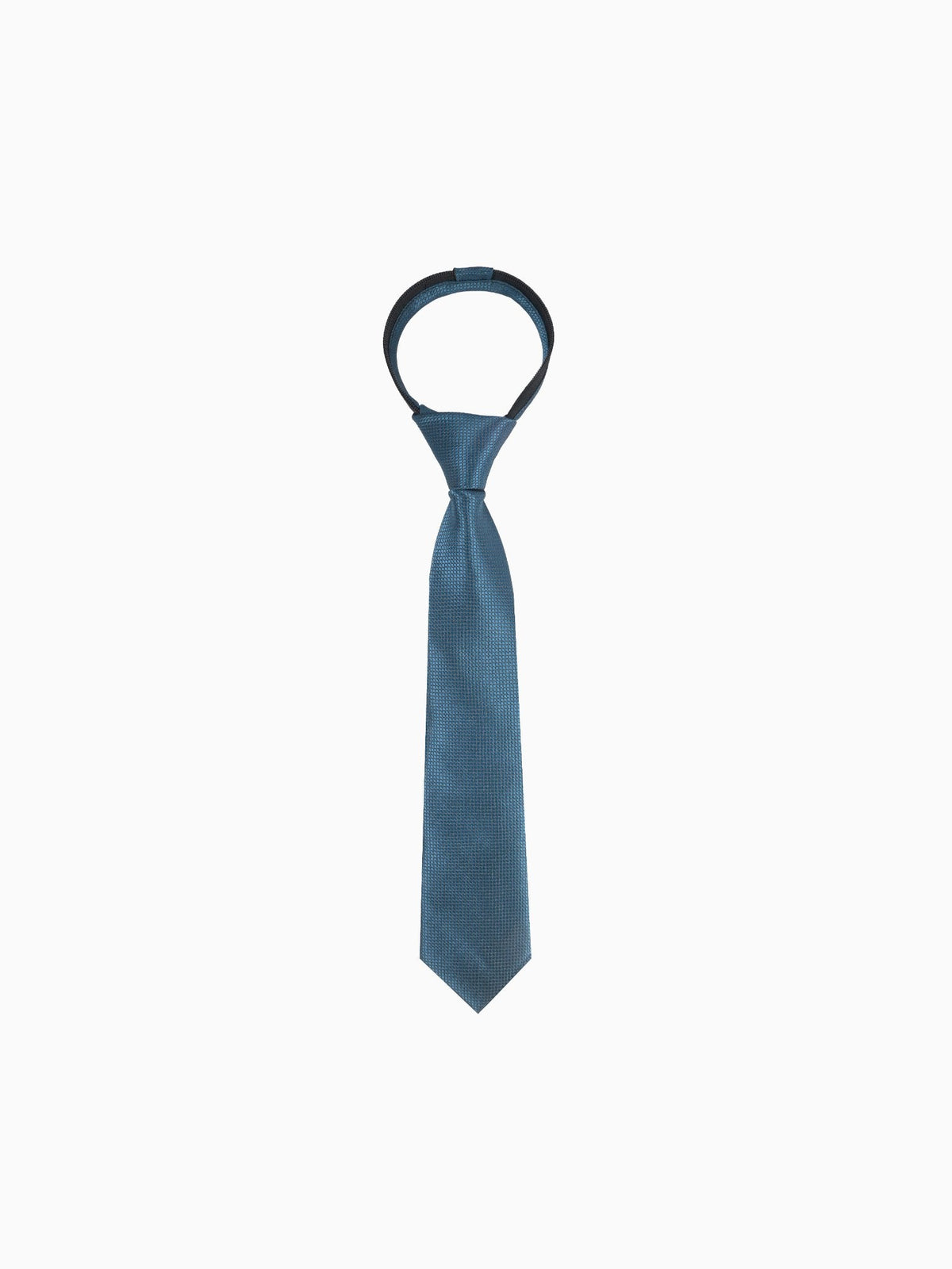 Boys Zipper Tie - Teal Tonal Dot - polyester microfiber tie