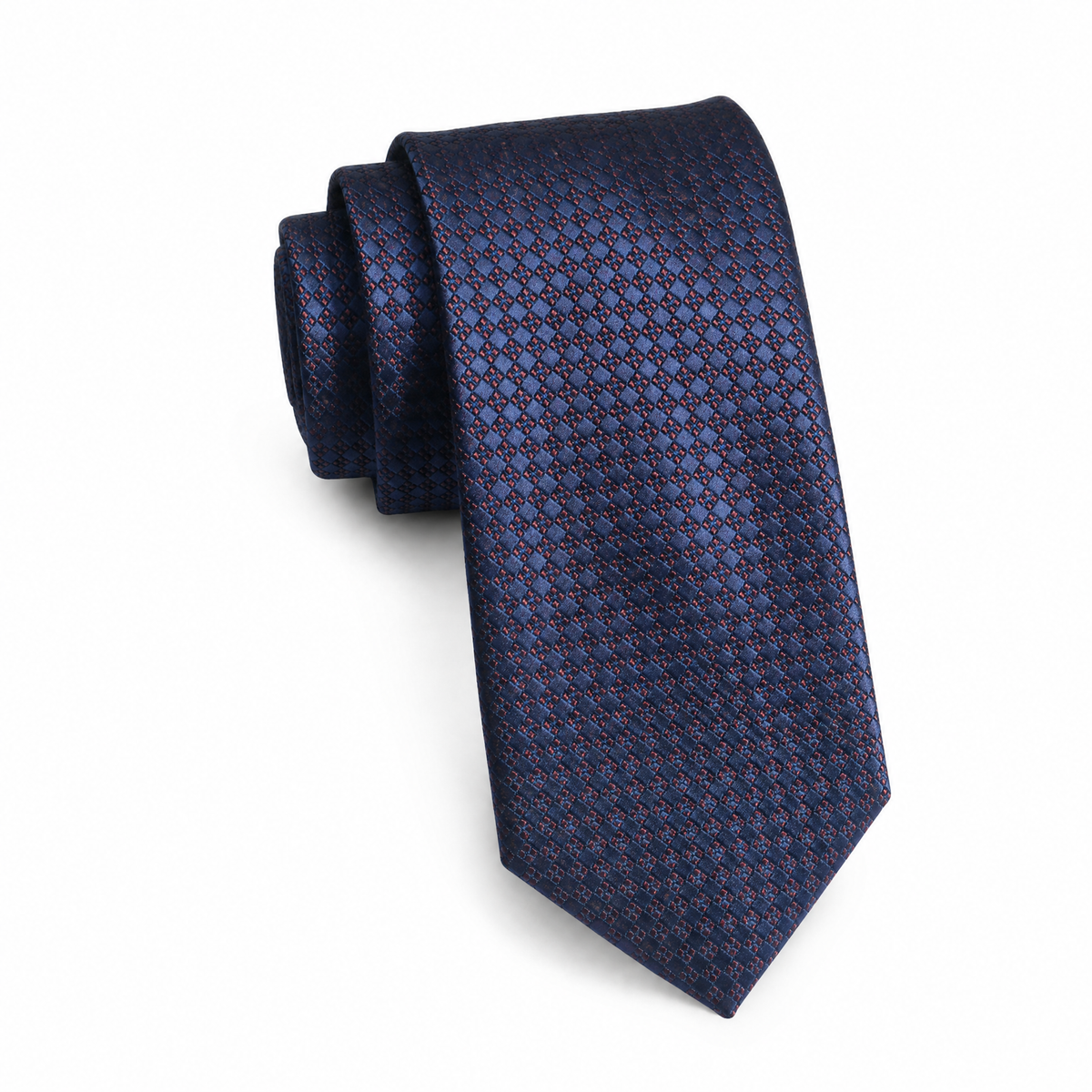 Boys Cache Tie - Wine Ring Grid - polyester microfiber tie