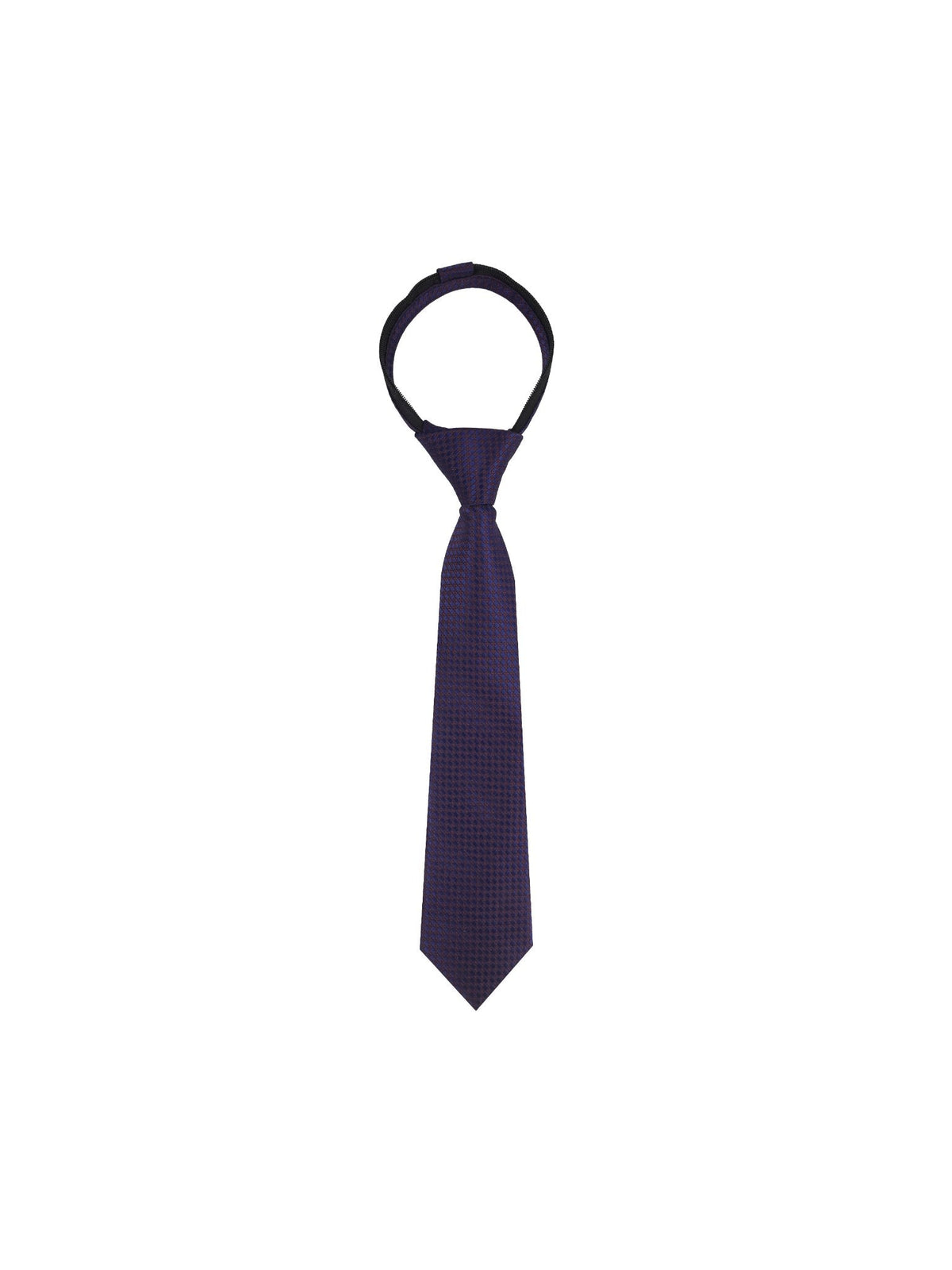 Boys Zipper Tie - Wine Ring Grid - polyester microfiber tie