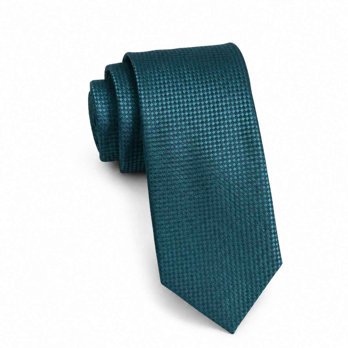 Boys Cache Tie - Teal Basket Check - polyester microfiber tie