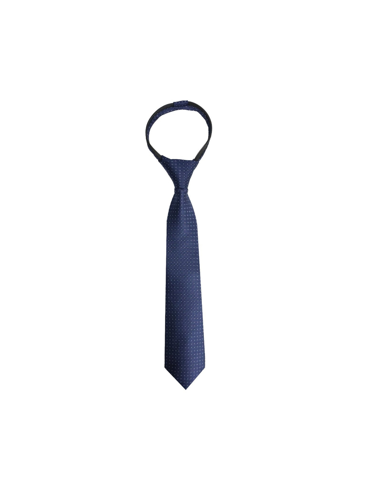 Boys Zipper Tie - Navy Pin Dot - polyester microfiber tie