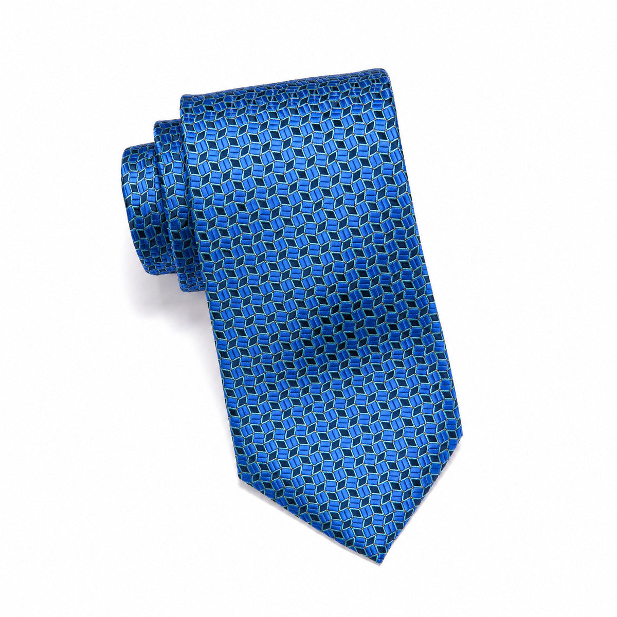 Teens Aurelio & Co. Tie - Cobalt Cube Geo - polyester microfiber tie