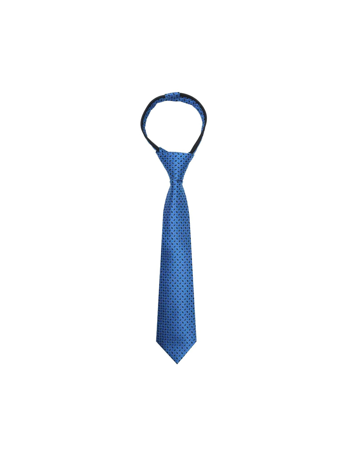 Boys Zipper Tie - Cobalt Cube Geo - polyester microfiber tie