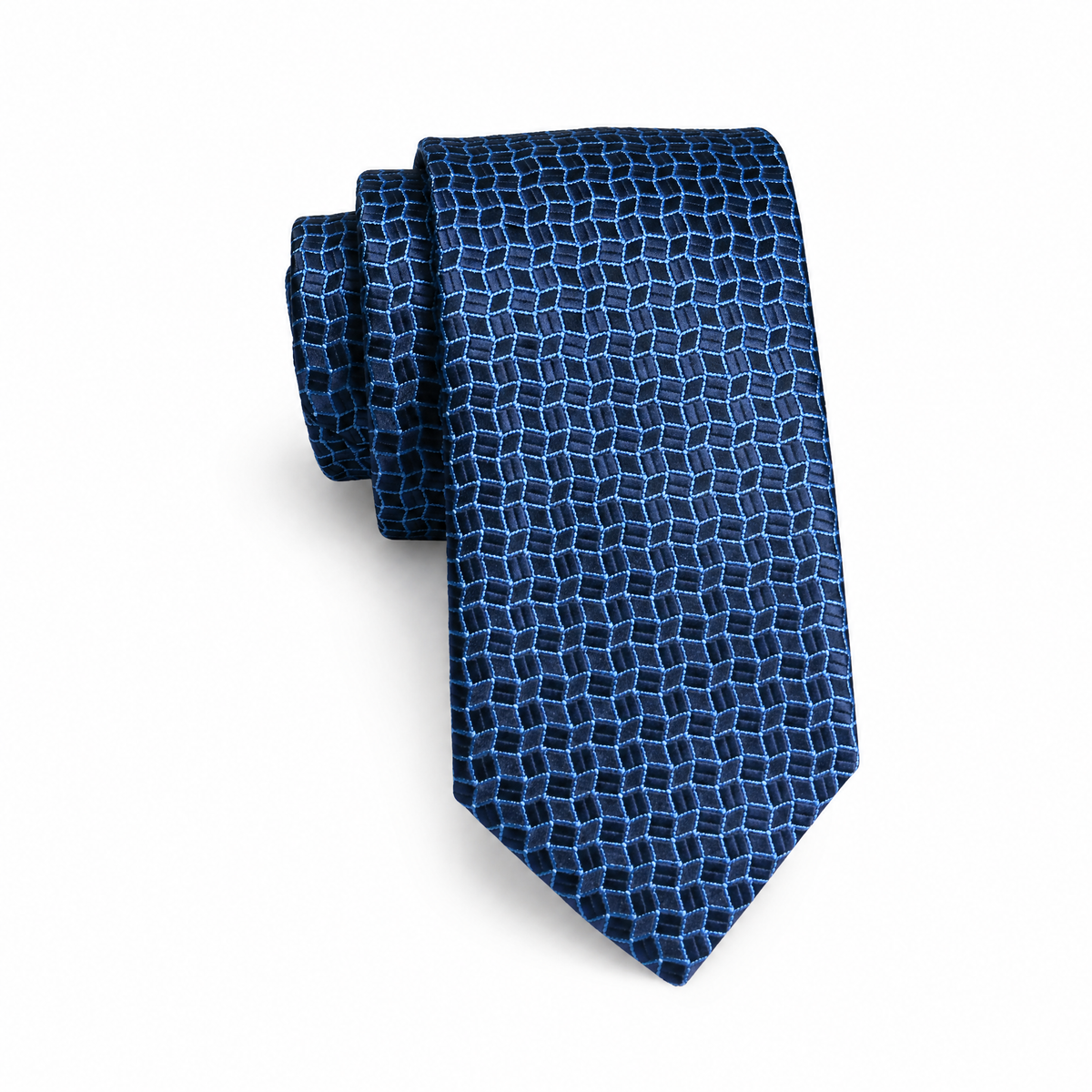 Boys Cache Tie - Cobalt Wave Lattice - polyester microfiber tie