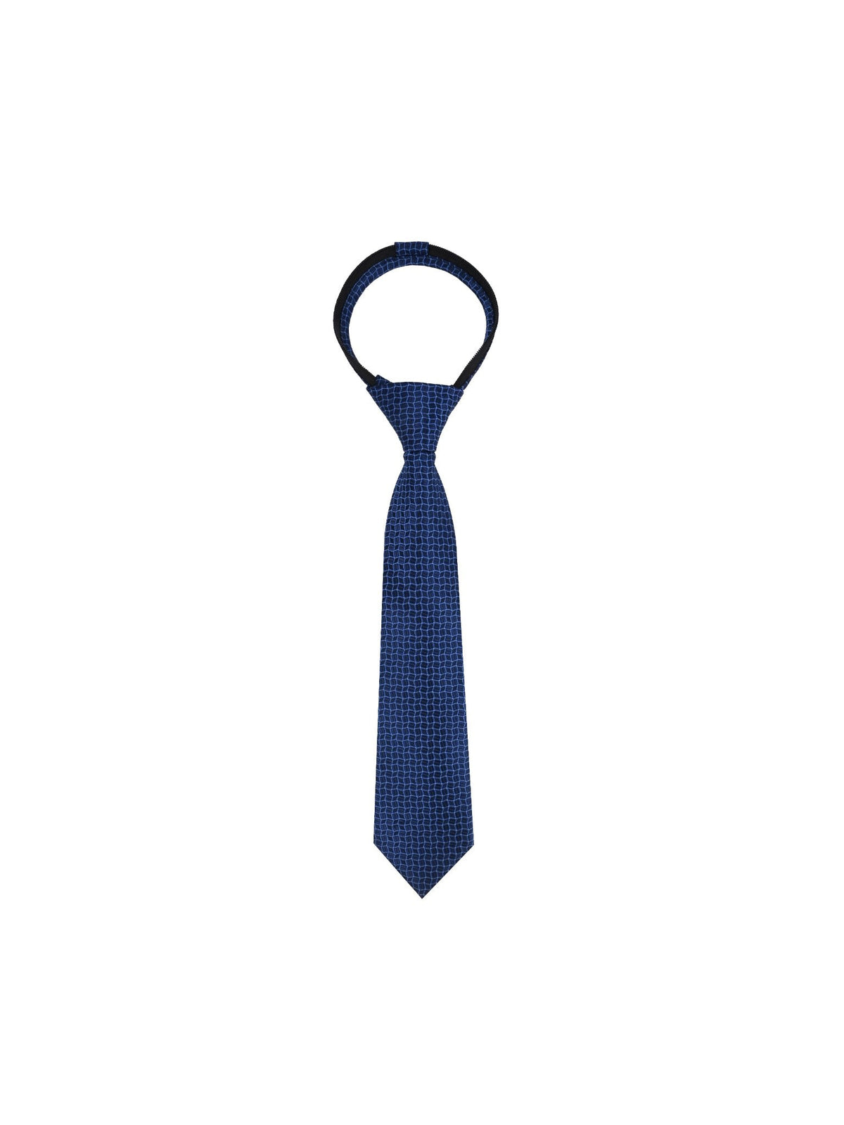 Boys Zipper Tie - Cobalt Wave Lattice - polyester microfiber tie