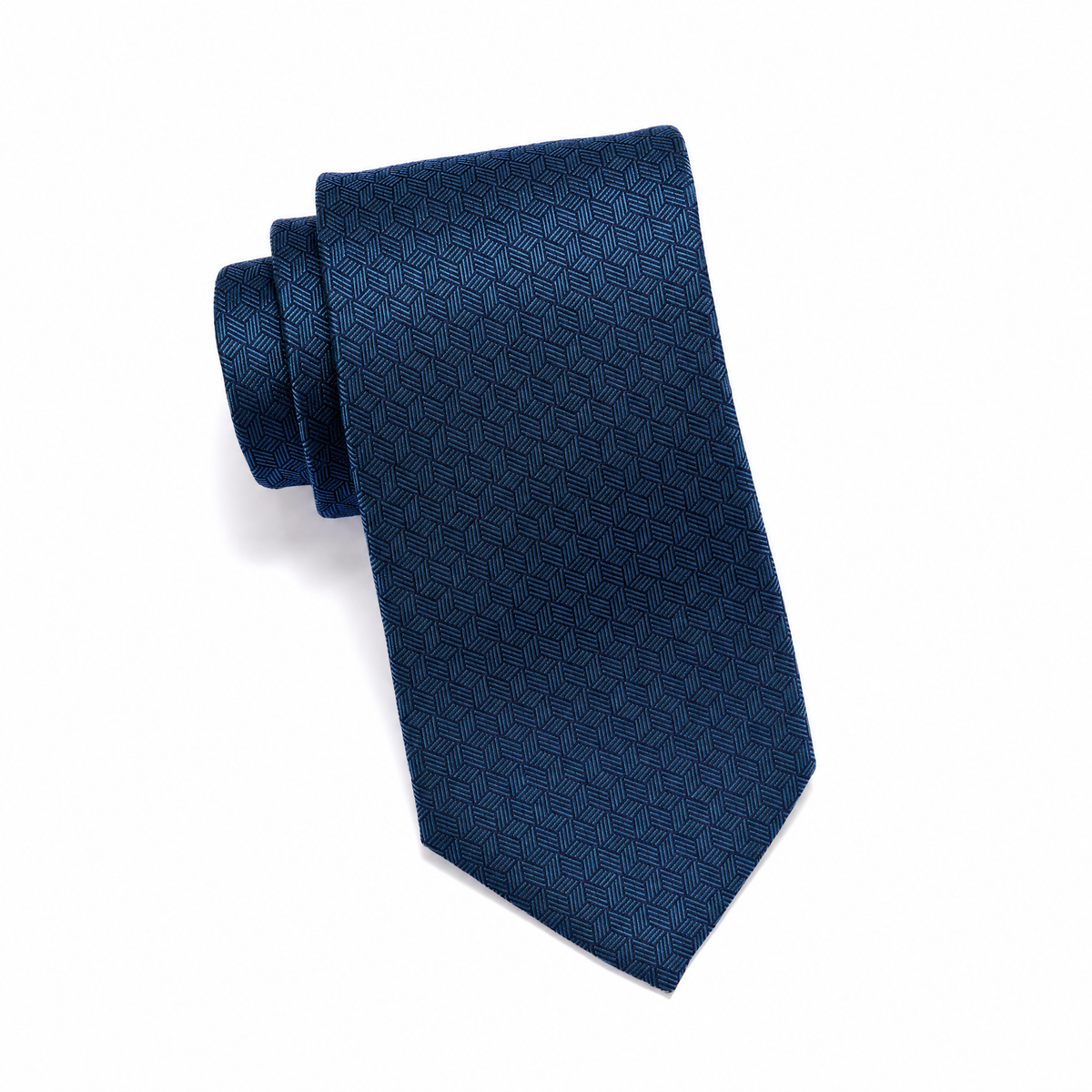 Mens Aurelio & Co. Tie - Navy Cube Weave - polyester microfiber tie