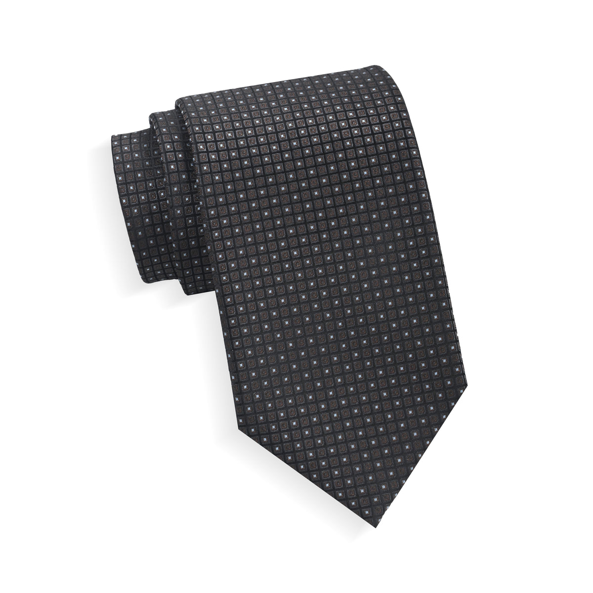 Mens Aurelio & Co. Tie - Espresso Box Grid - polyester microfiber tie