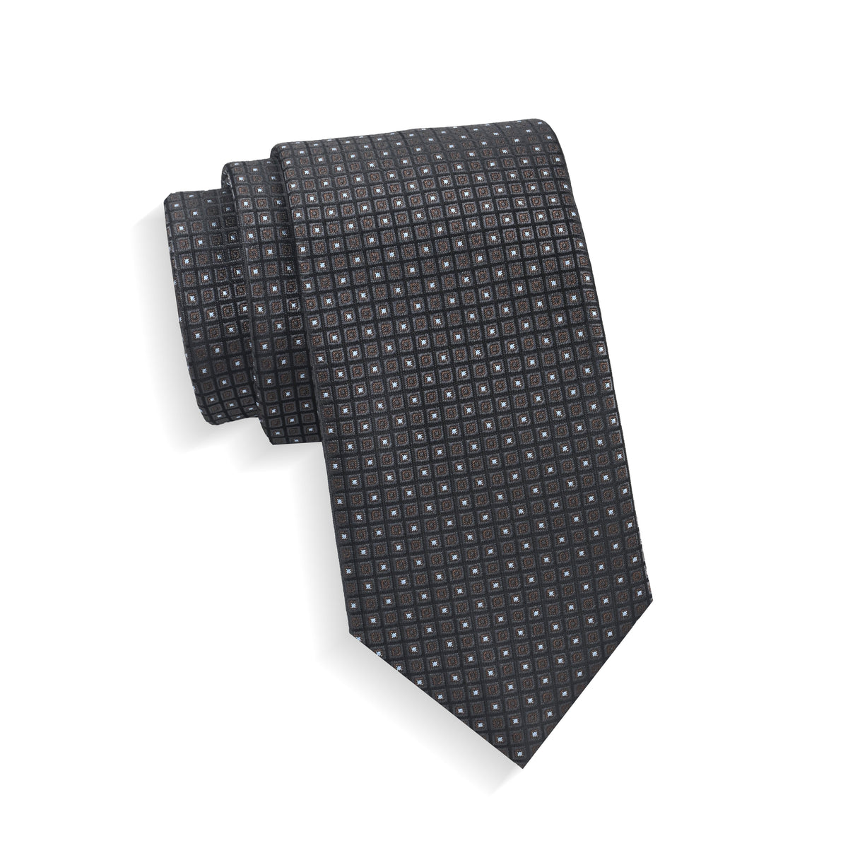Boys Cache Tie - Espresso Box Grid - polyester microfiber tie