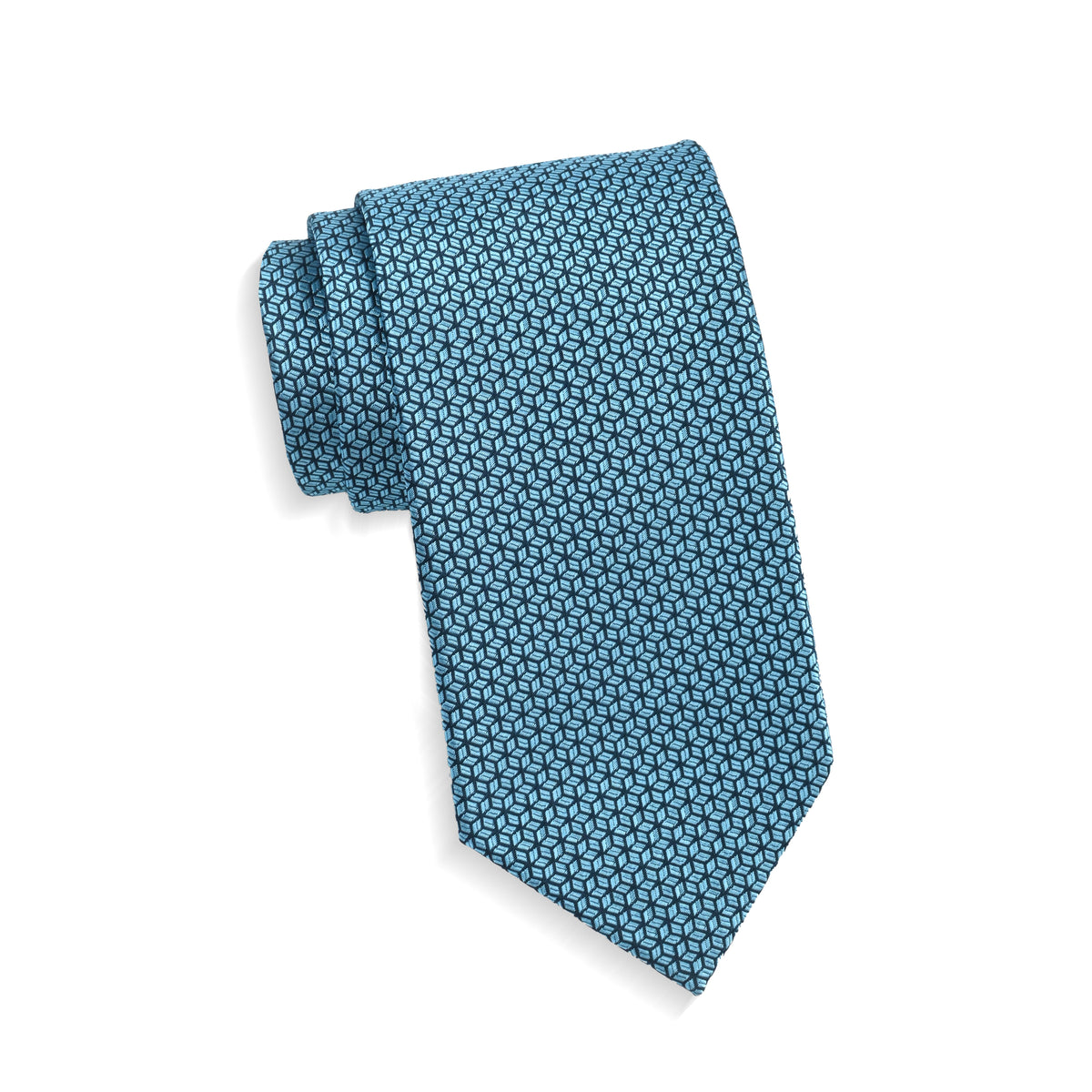 Teens Aurelio & Co. Tie - Aqua Cube Lattice - polyester microfiber tie