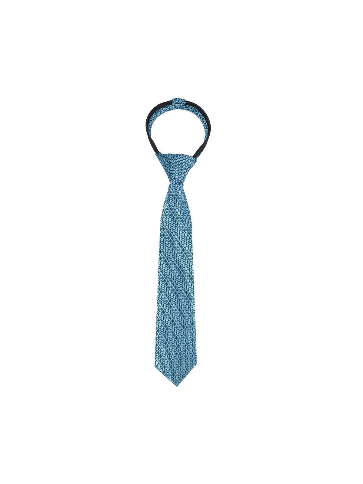 Boys Zipper Tie - Aqua Cube Lattice - polyester microfiber tie