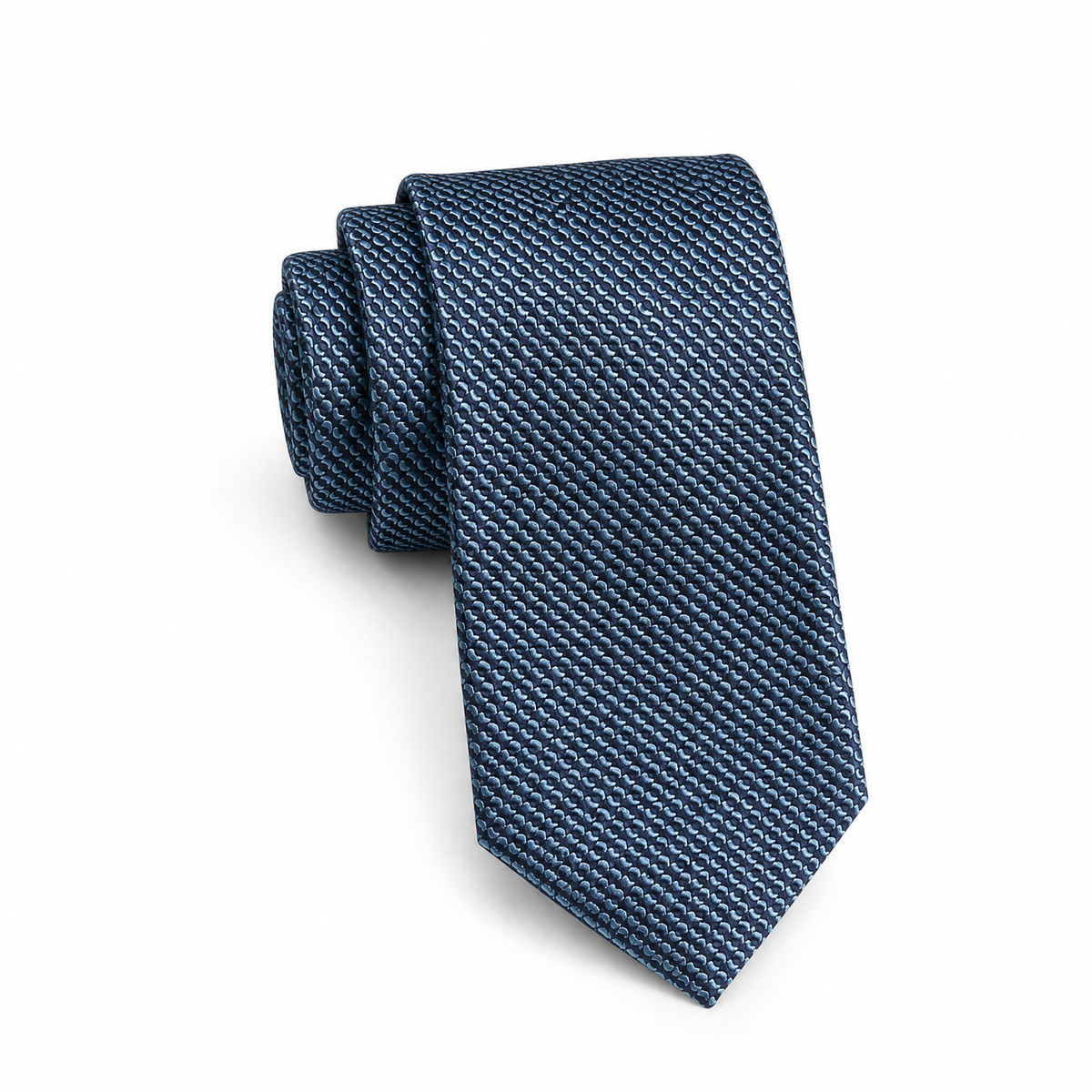 Boys Cache Tie - Navy Ring Grid - polyester microfiber tie