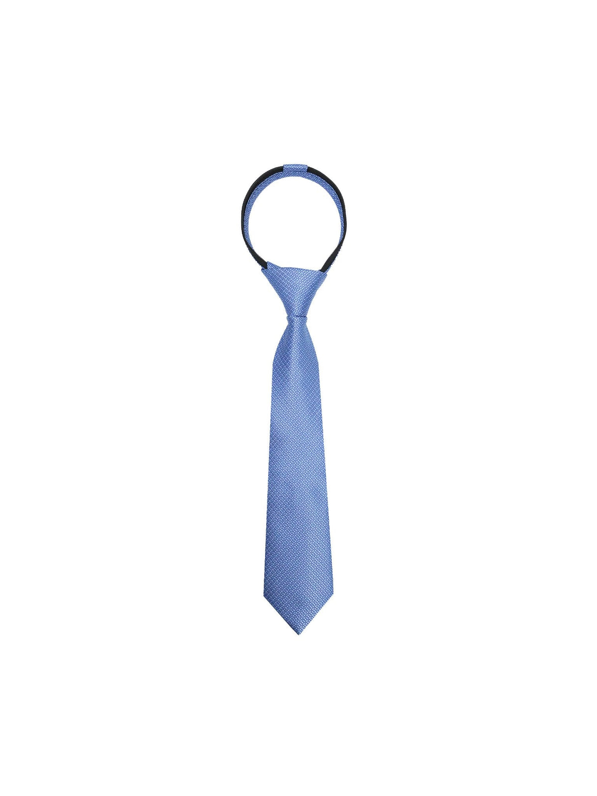 Boys Zipper Tie - Sky Diamond Lattice - polyester microfiber tie