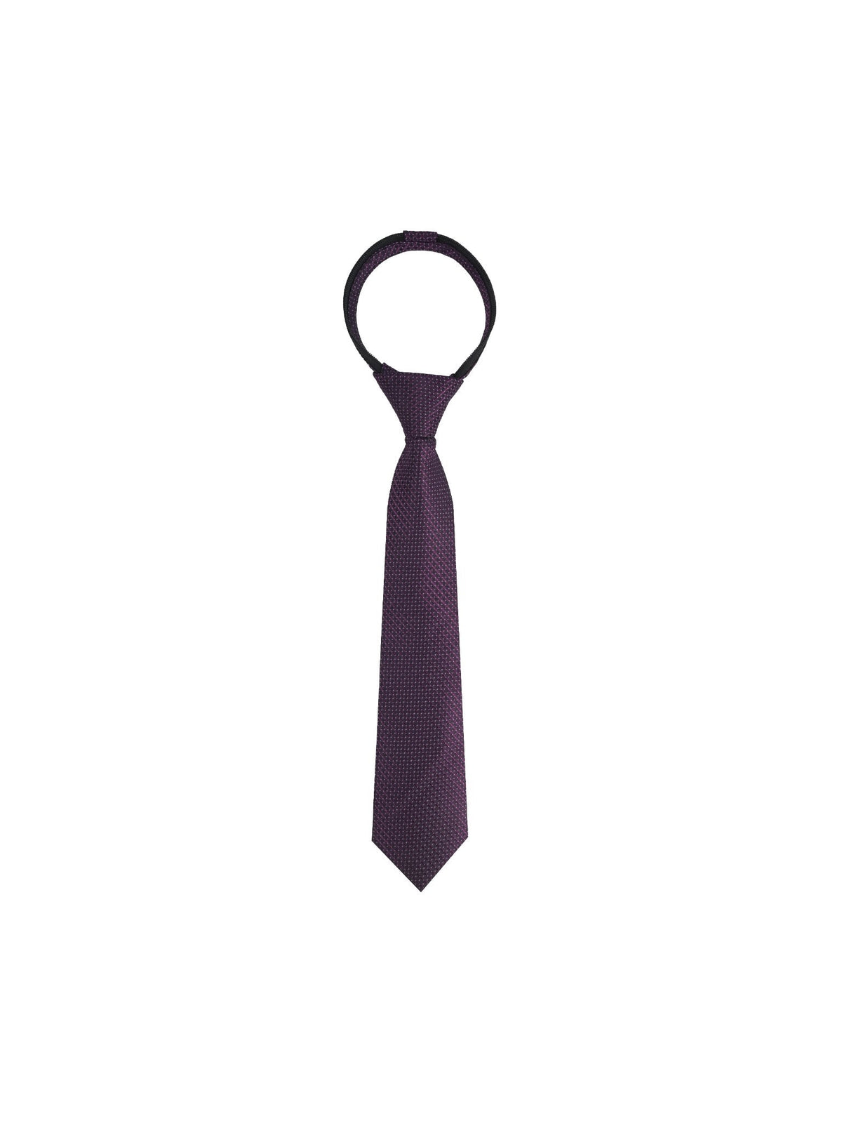 Boys Zipper Tie - Magenta Checker Dot - polyester microfiber tie