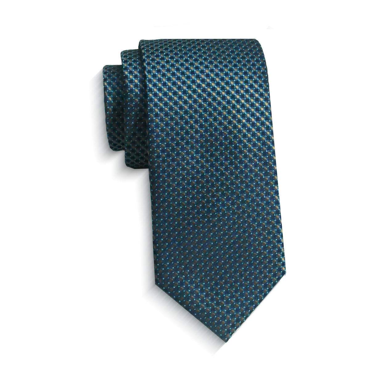 Boys Cache Tie - Teal Oval Dot - polyester microfiber tie
