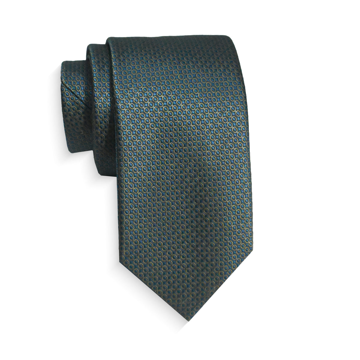 Boys Cache Tie - Olive Ring Tile - polyester microfiber tie