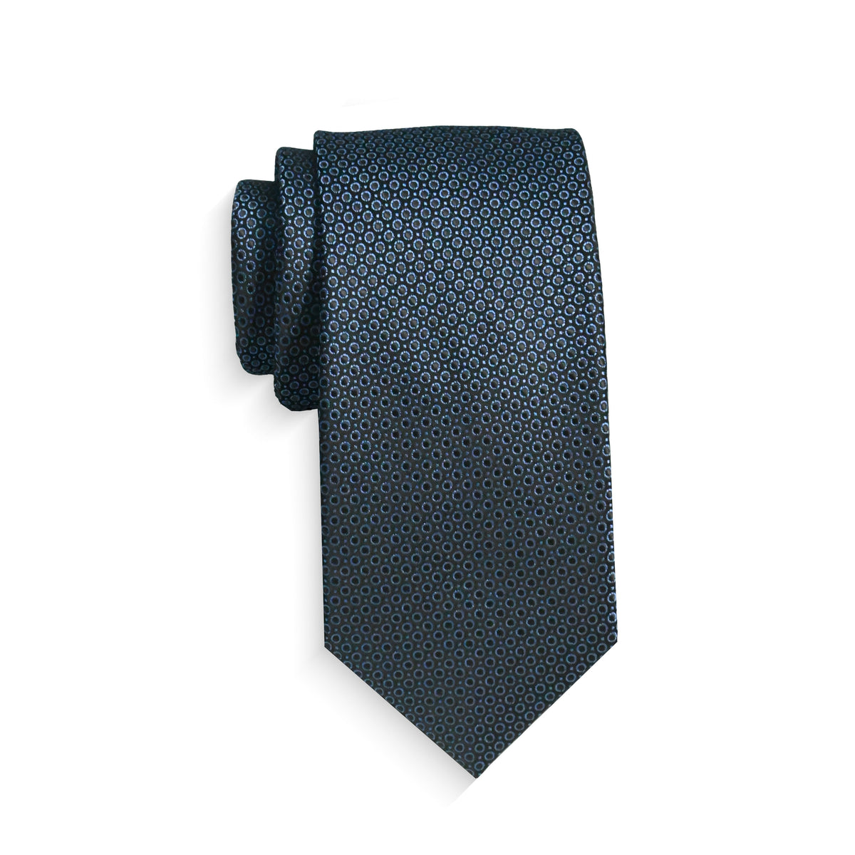 Boys Cache Tie - Silver Ring Tile - polyester microfiber tie