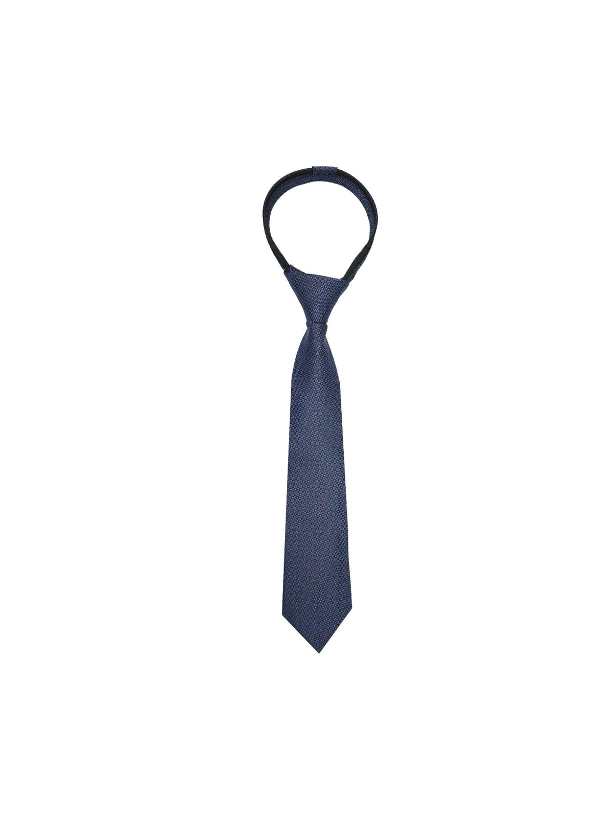 Boys Zipper Tie - Silver Ring Tile - polyester microfiber tie