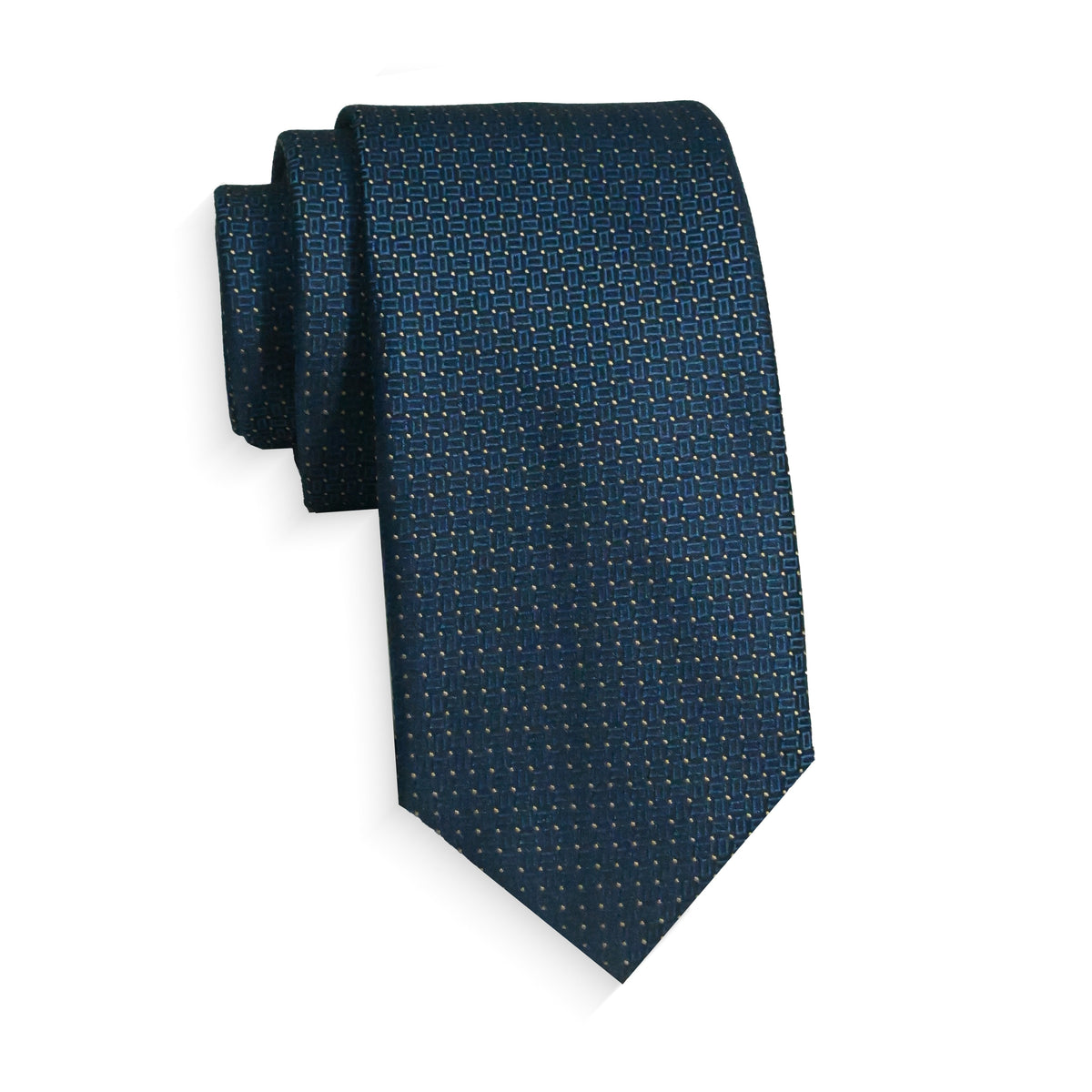 Boys Cache Tie - Teal Gold Dot - polyester microfiber tie