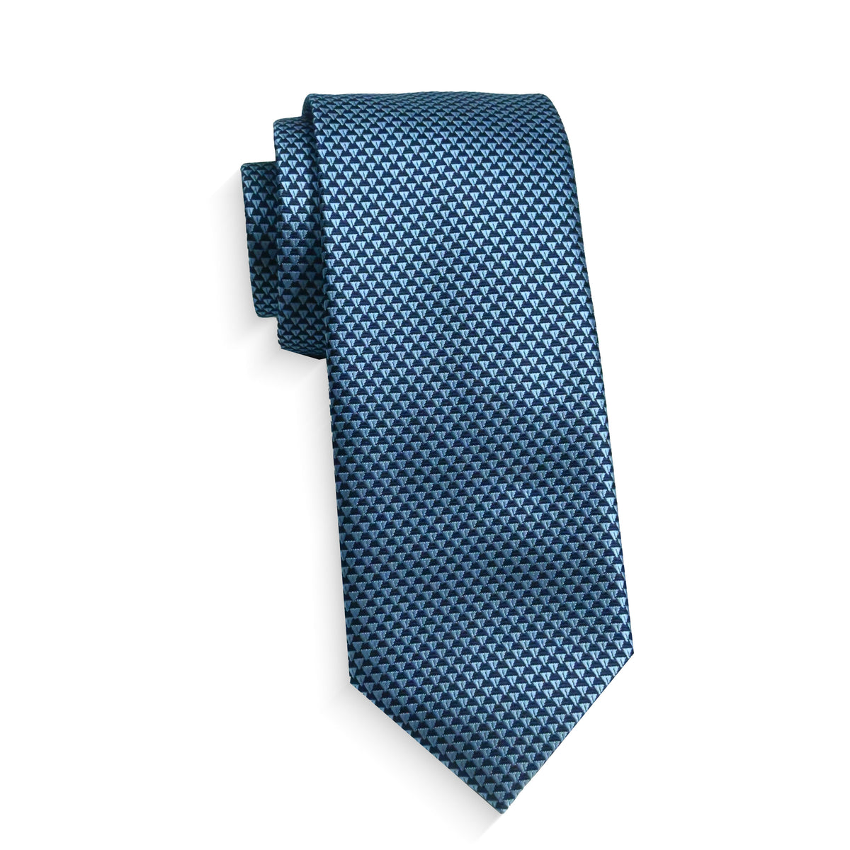 Boys Cache Tie - Sky Pyramid Weave - polyester microfiber tie