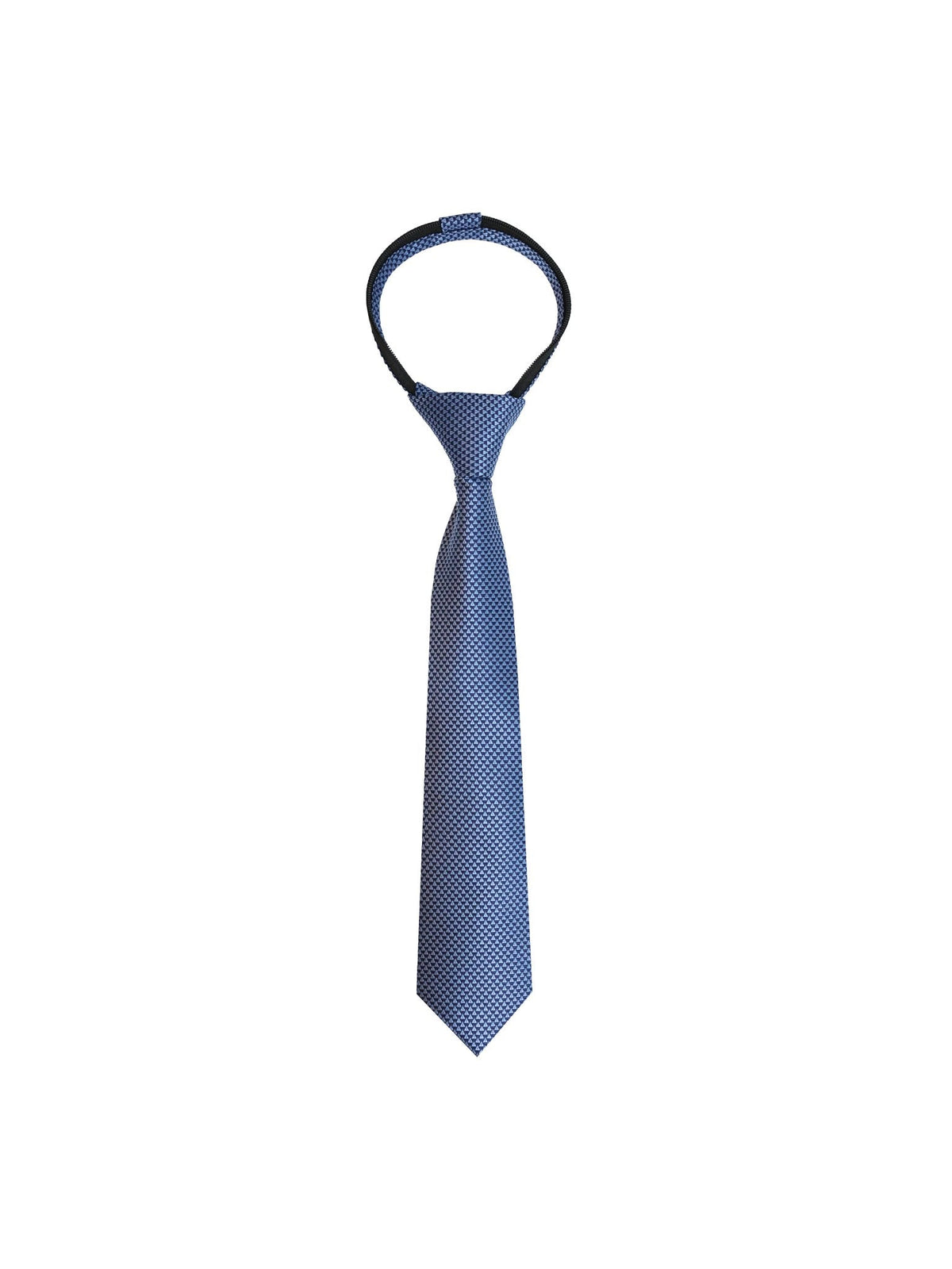 Boys Zipper Tie - Sky Pyramid Weave - polyester microfiber tie