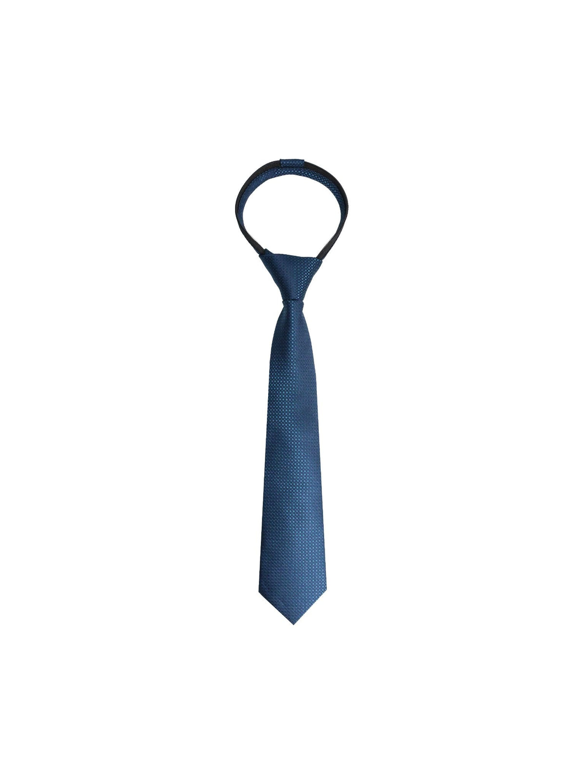 Boys Zipper Tie - Teal Tonal Pique - polyester microfiber tie