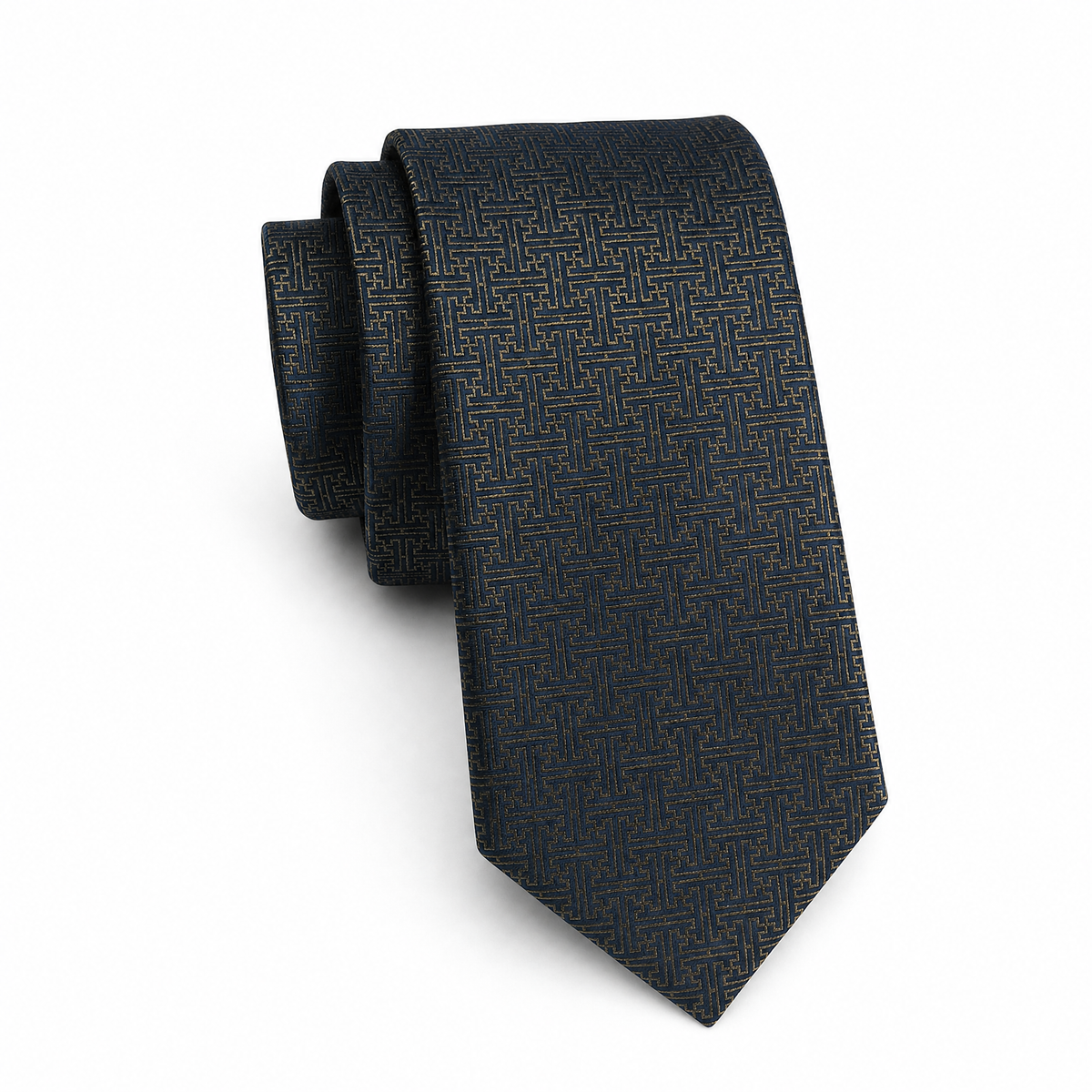 Boys Cache Tie - Gold Greek Key - polyester microfiber tie