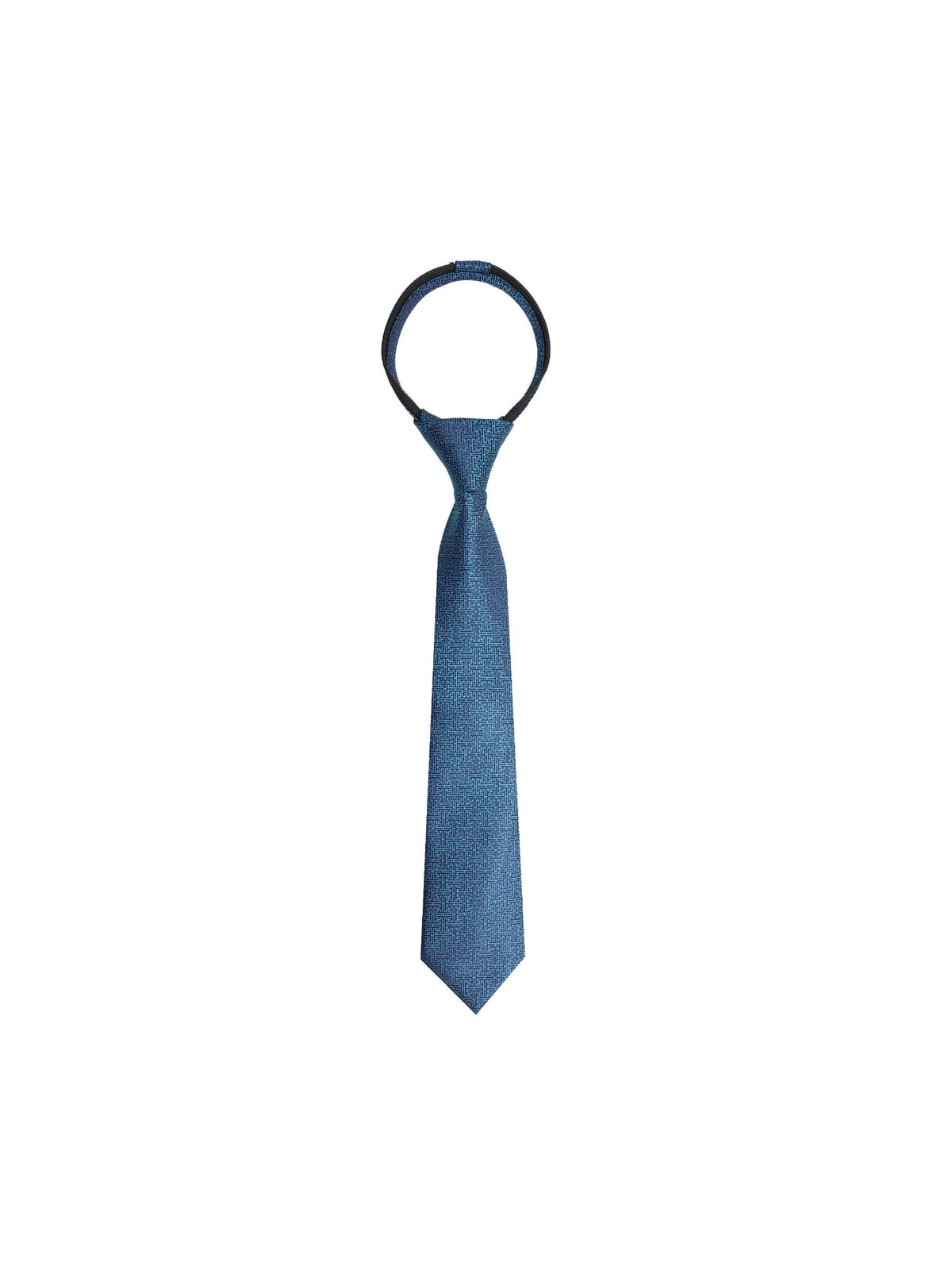 Boys Zipper Tie - Teal Greek Key - polyester microfiber tie