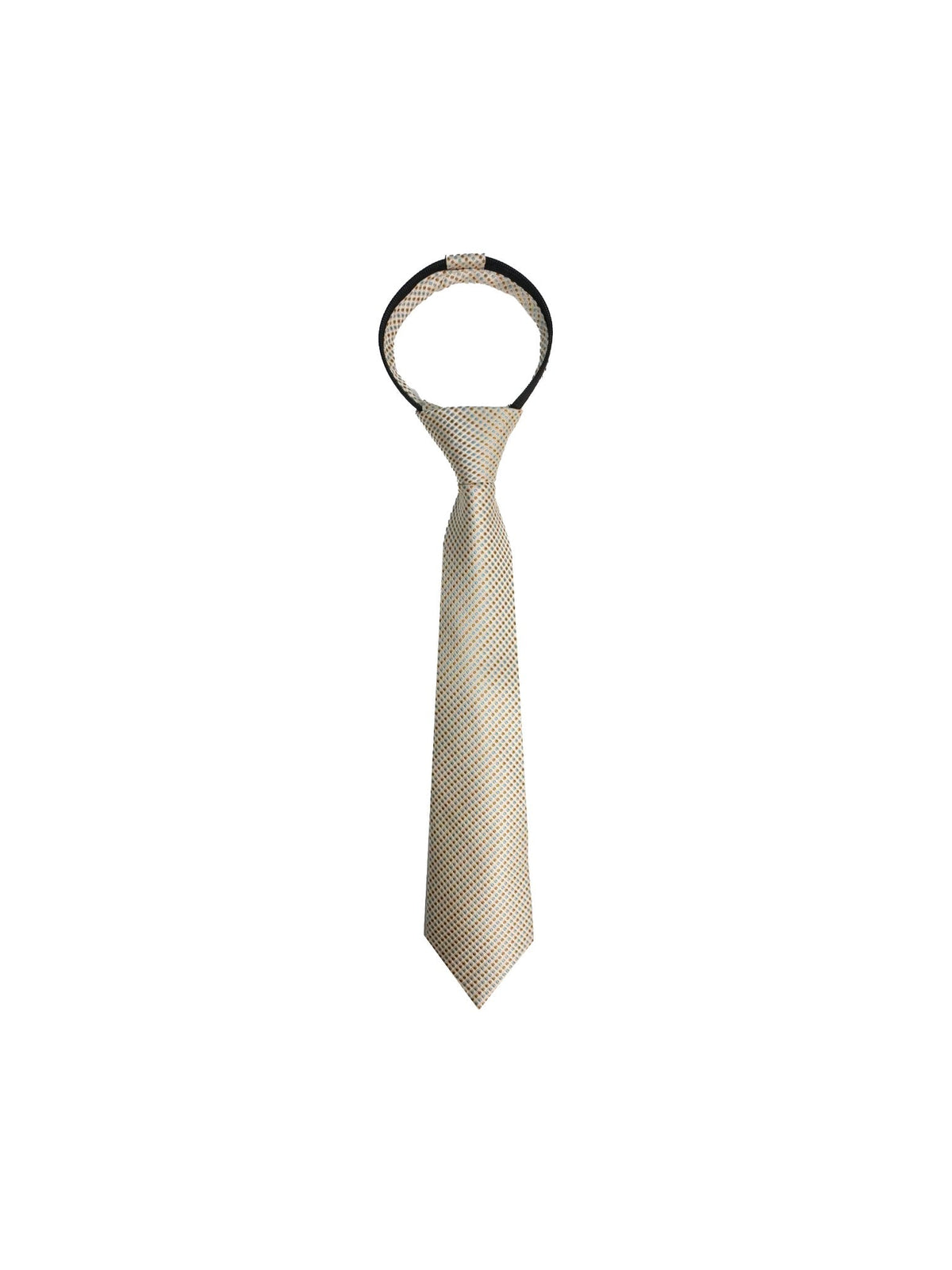 Boys Zipper Tie - Ivory Gold Dot - polyester microfiber tie