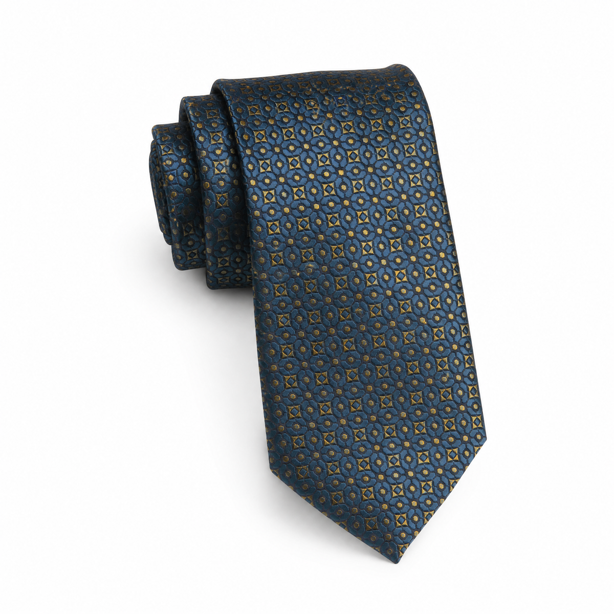 Boys Cache Tie - Gold Ogee Tile - polyester microfiber tie