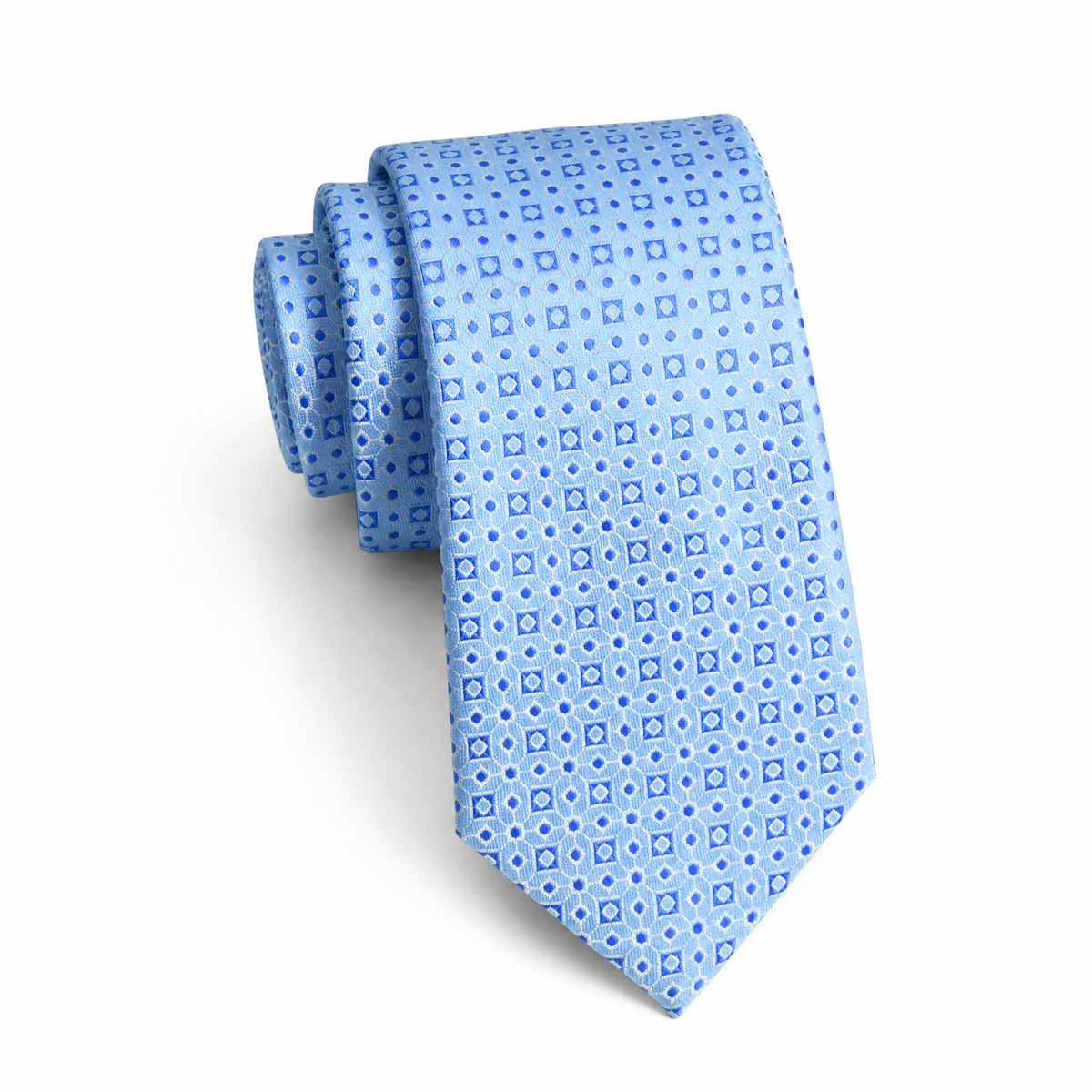 Boys Cache Tie - Sky Diamond Dot - polyester microfiber tie